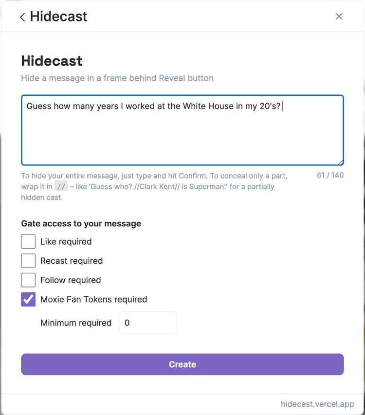 HideCast dashboard