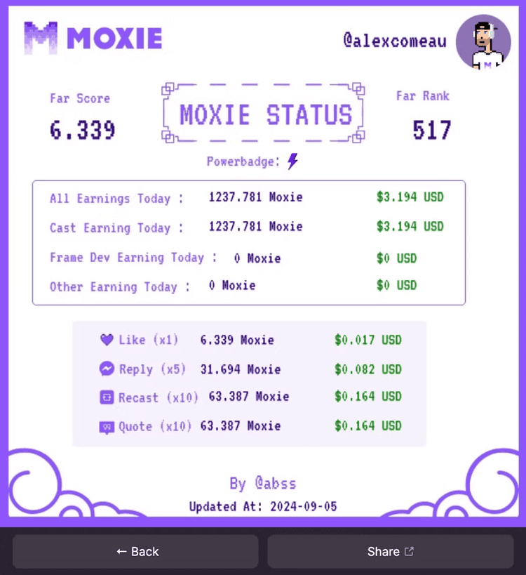 Moxie Status dashboard