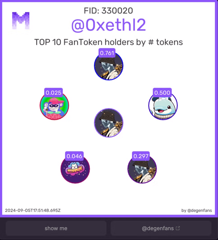 Top 10 Fan Token Holders dashboard